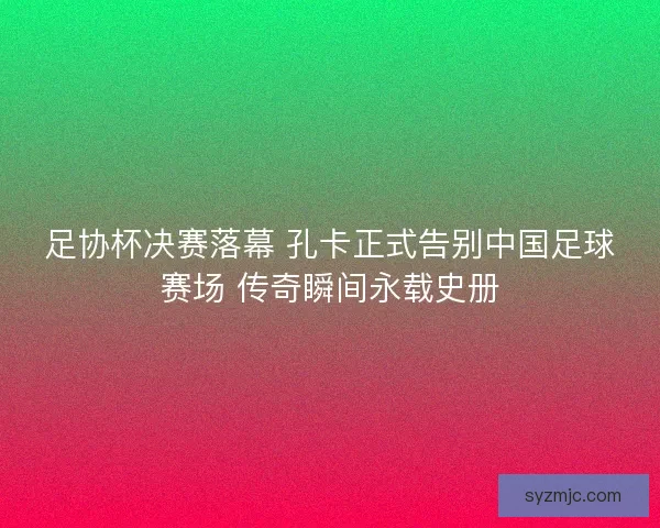 足协杯决赛落幕 孔卡正式告别中国足球赛场 传奇瞬间永载史册